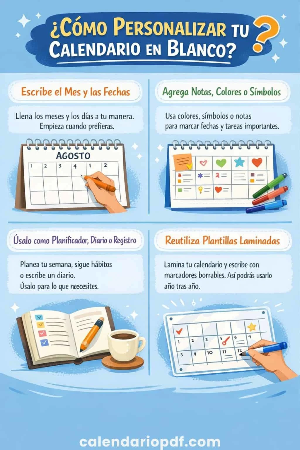 Calendario en Blanco Personaliza tu calendario en blanco