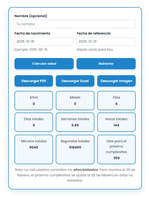 Calculadora de Edad Cronológica | Edad Exacta en Años, Meses y Días calcular la edad del bebé