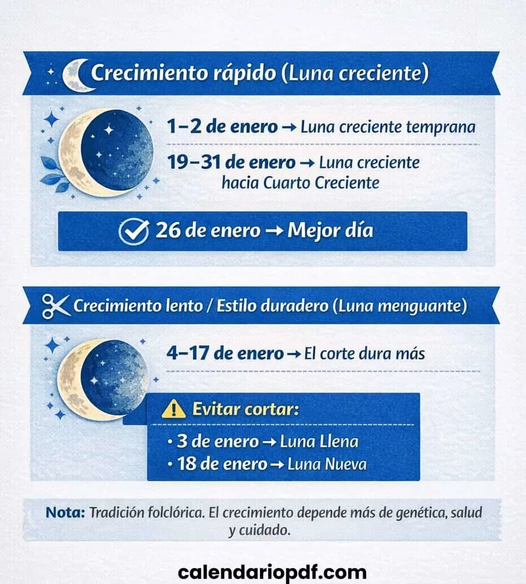 Calendario Lunar Enero 2026 PDF Calendario lunar de enero 2026 para corte de pelo