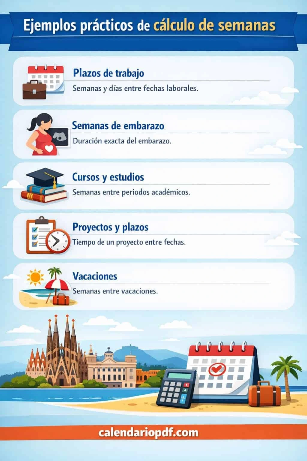 Calculadora de Semanas | Semanas Entre Dos Fechas Ejemplos prácticos de contador de semanas