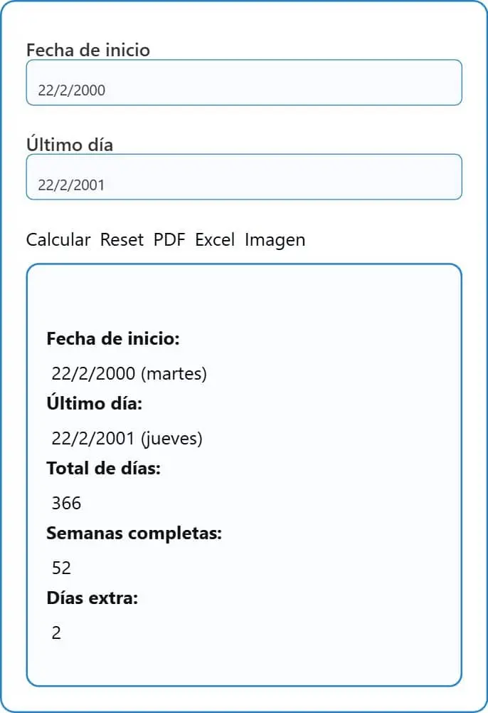 Calculadora de Semanas | Semanas Entre Dos Fechas calculadora de semanas